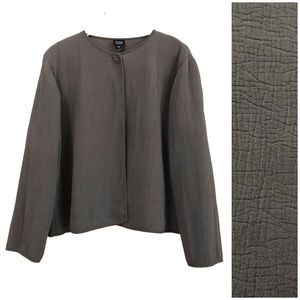 Eileen Fisher | Silk Blend Quilted Boxy Fit Lagenlook Jacket Large Gray